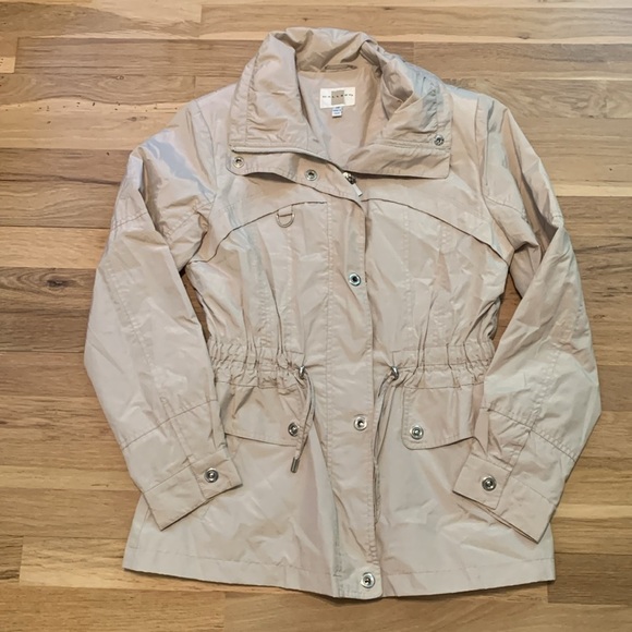 Gallery Long Sleeve Semi Shiny Drawstring Waist Light Tan Jacket Women’s XS - Picture 1 of 16